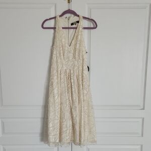 New Eva Franco Cream Midi A-line Dress